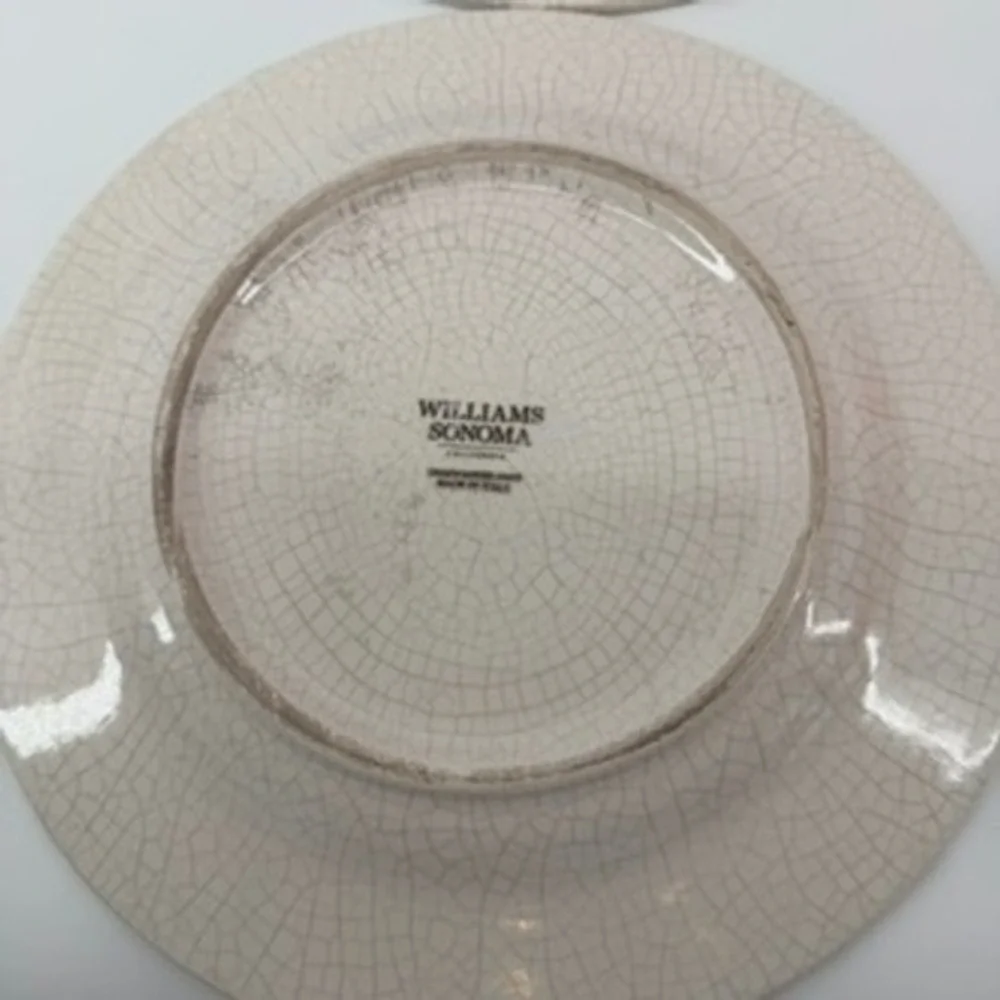 4 Williams Sonoma Crackle Glaze‎ Salad Plates Cream Made in Italy Rustic 9